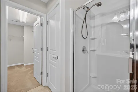 a view of a room with racks on the wall