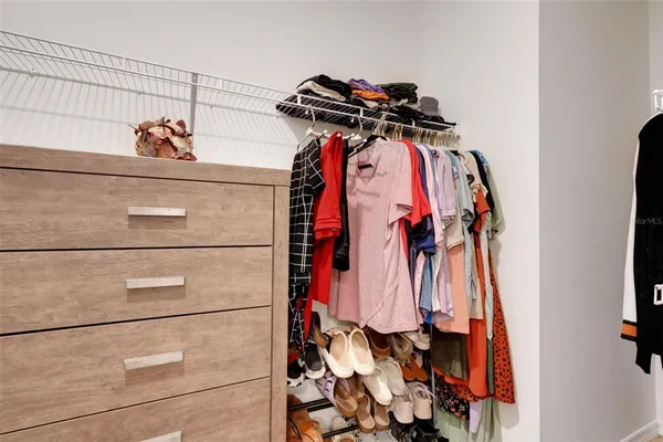 a close up of a walk in closet