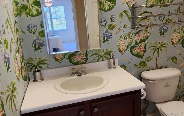 a white toilet sitting next to a bathroom sink