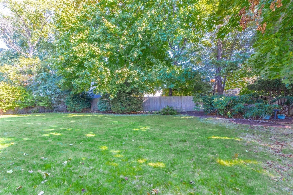 55 Berkshire Road Needham, MA 02492 - Photo 32 of 33 a backyard of a house with trees and entertaining space