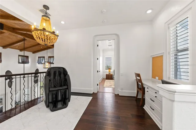 a bedroom with a bed and furniture