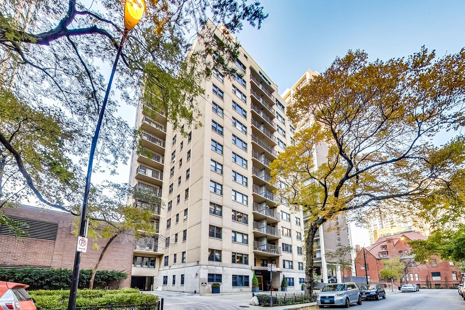 a view of a building with a trees