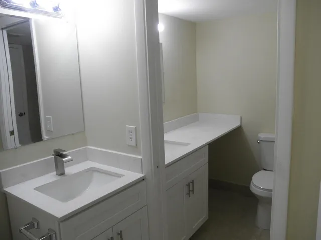 a bathroom with a sink toilet and vanity