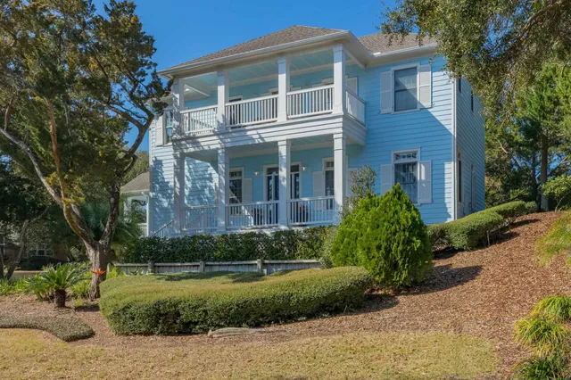 an aerial view of house with yard