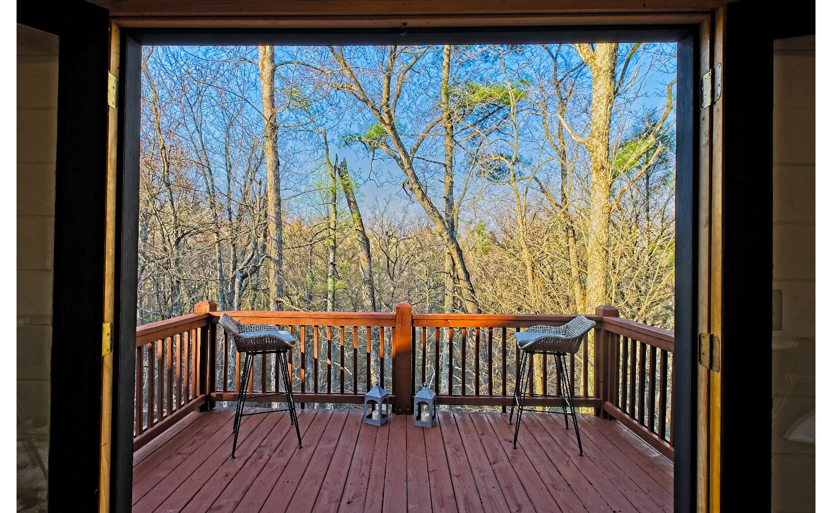 360 Tall Timber Mountain Road Blue Ridge, GA 30513 - Photo 24 of 52 a view of a balcony with wooden floor and a balcony
