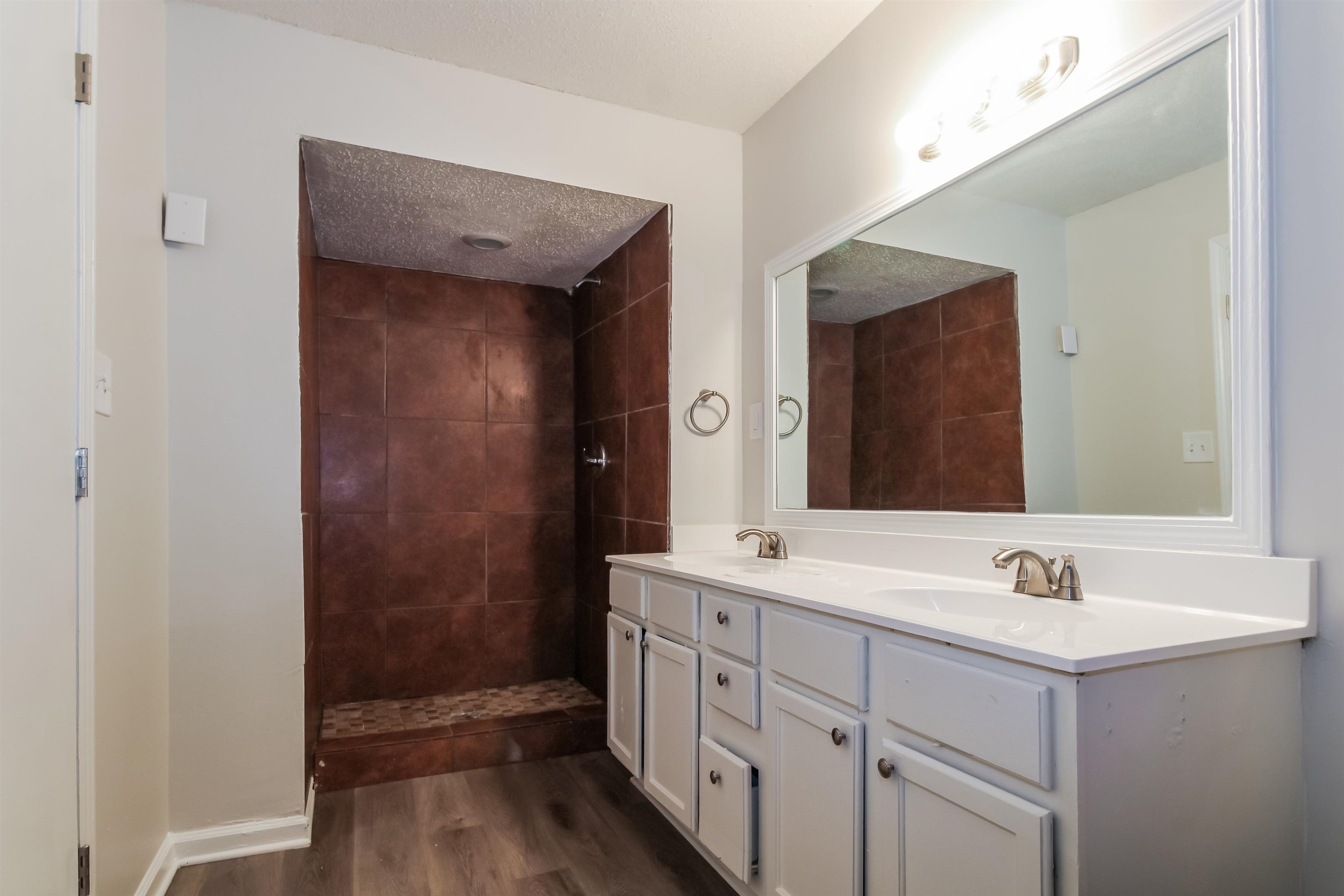 4014 Stowe Street Memphis, TN 38128 - Photo 11 of 16 a bathroom with a sink a mirror and a shower