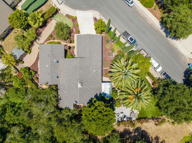 an aerial view of a house