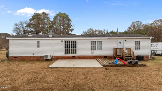 front view of a house with a patio