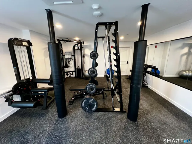 a room with gym equipment