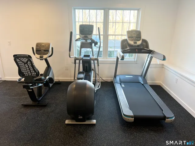 a view of a room with gym equipment