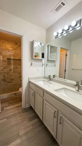 a view of a room with racks on the wall