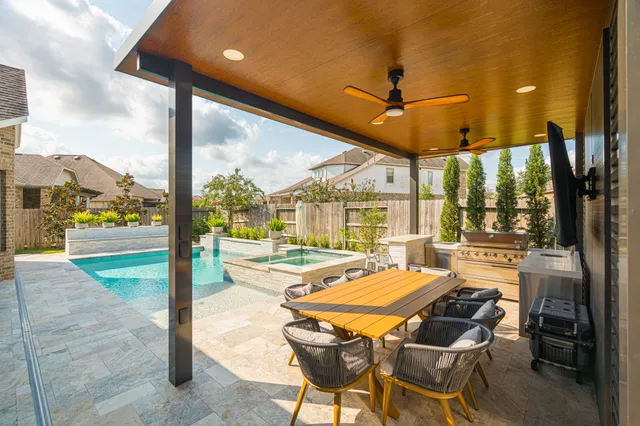 a outdoor space with furniture