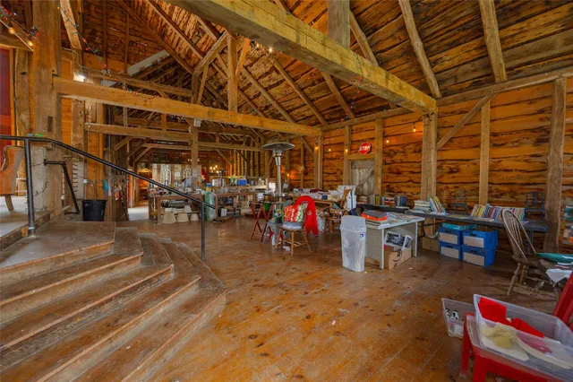 a patio with table and chairs
