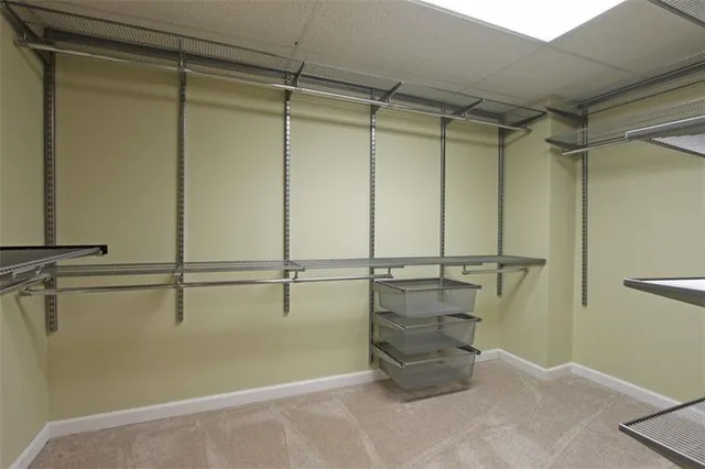 a view of a room with racks on the wall