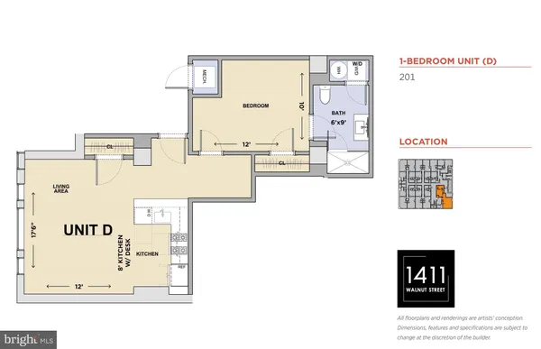 $2,110 | 1411-1 Walnut Street, Unit 201, Philadelphia, PA 19102