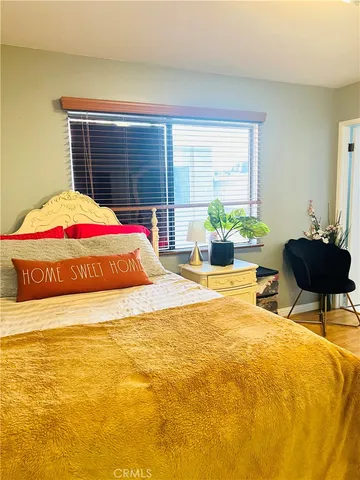 a room with a bed and a table