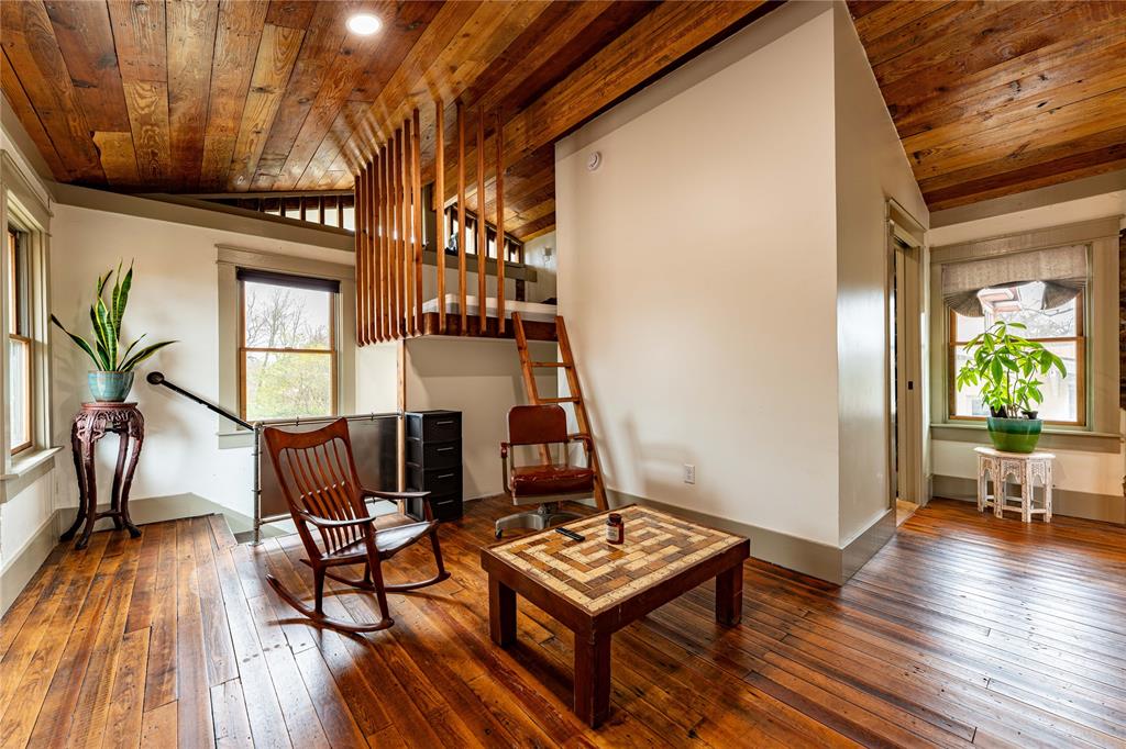 621 South Main Street Paris, TX 75460 - Photo 5 of 30 Sitting room featuring wood ceiling, lofted ceiling, and hardwood / wood-style floors