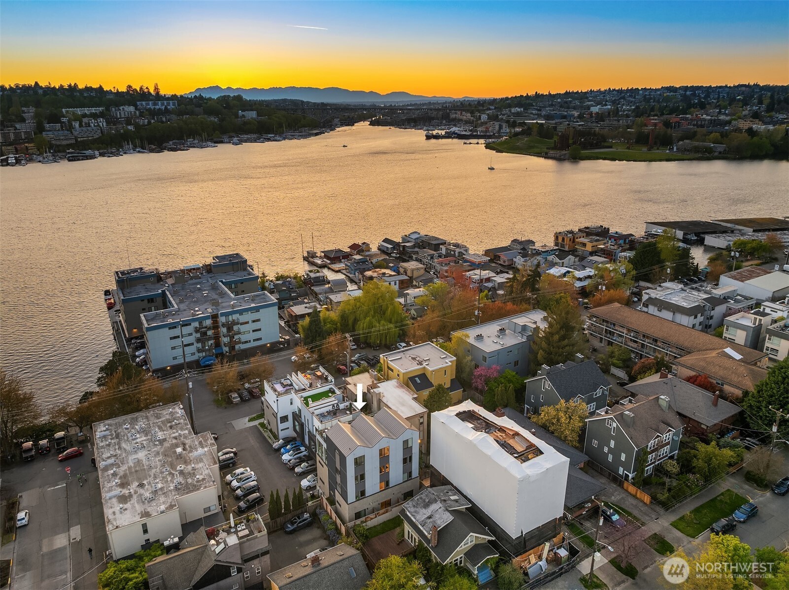 2314 B Fairview Avenue East Seattle, WA 98102 - Photo 29 of 32 an aerial view of ocean with residential house with outdoor space and ocean view