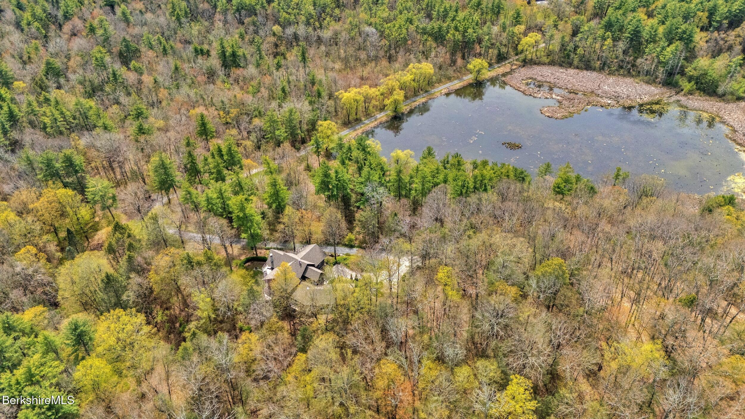 89 North Undermountain Road Egremont, MA 01230 - Photo 56 of 57 VIEW OF THE HOME, THE POND AND DRIVEWAY