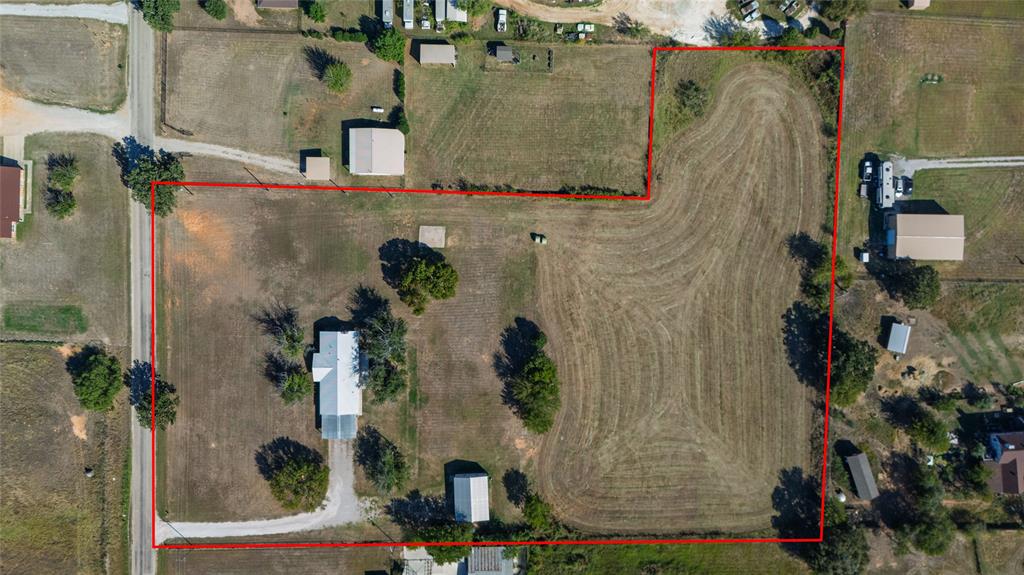 Aerial view of property's location with property parcel outlined