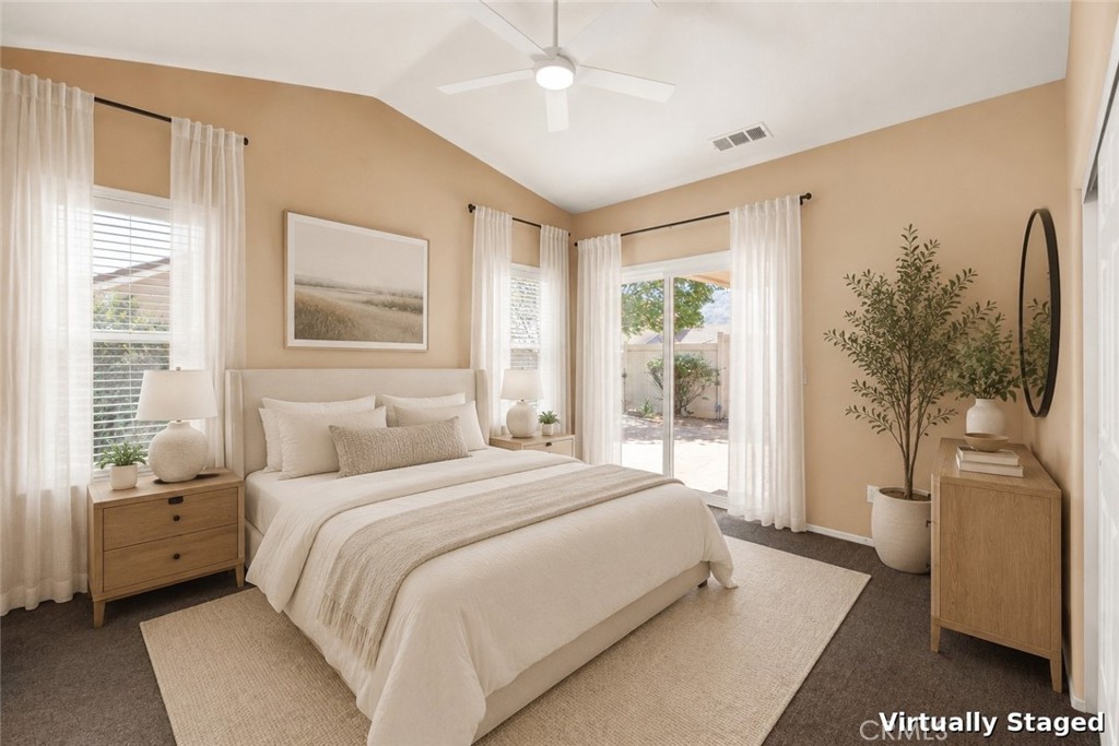 768 Moonlight Court Banning, CA 92220 - Photo 41 of 70 Virtually Staged - Large Primary Bedroom with Sliding Door to your outdoor space