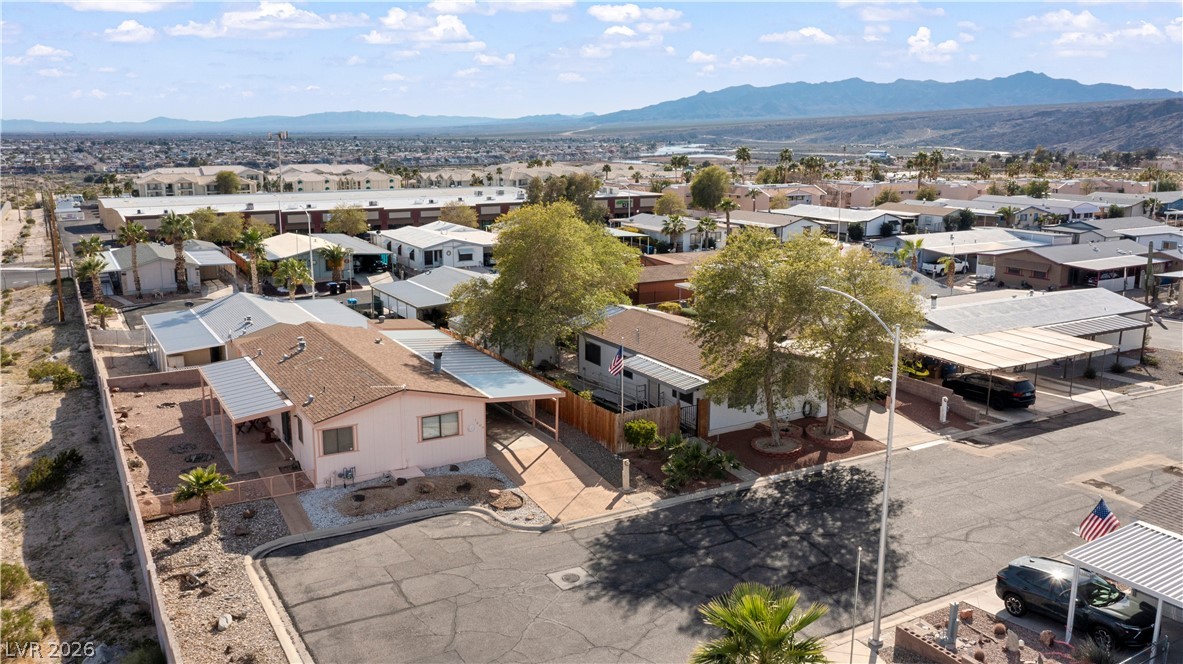 1609 Cajon Court Laughlin, NV 89029 - Photo 69 of 69 Aerial perspective of the home on a cul-da-sac with a mountainous background
