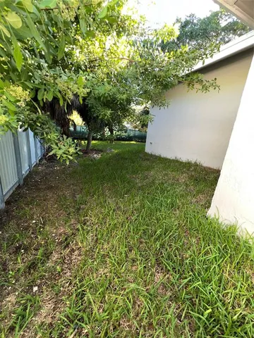 a view of a yard with a tree