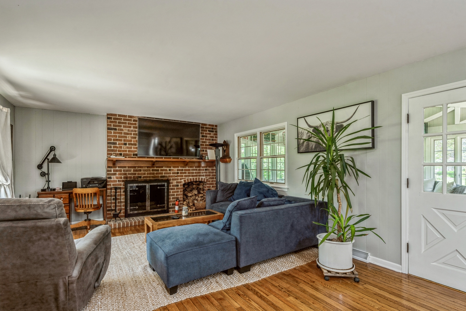 426 High Road Cary, IL 60013 - Photo 12 of 28 a living room with furniture a fireplace and a potted plant