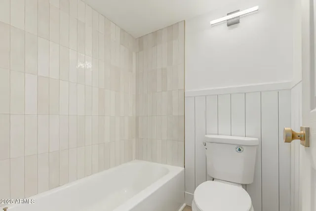 a bathroom with a toilet and a bathtub