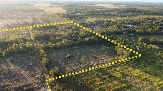 a view of a lake in middle of the town