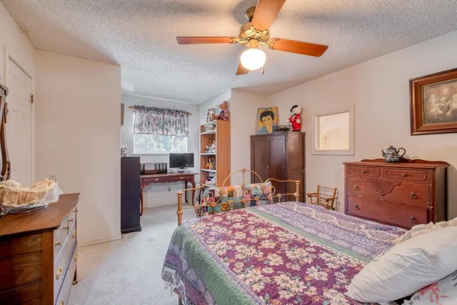 a bed room with a bed and a television