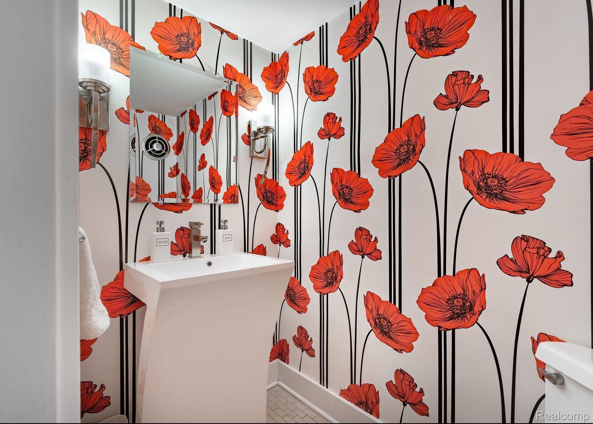 18 Sylvan Avenue Pleasant Ridge, MI 48069 - Photo 23 of 56 Lavatory wall by Detroit Wallpaper Company