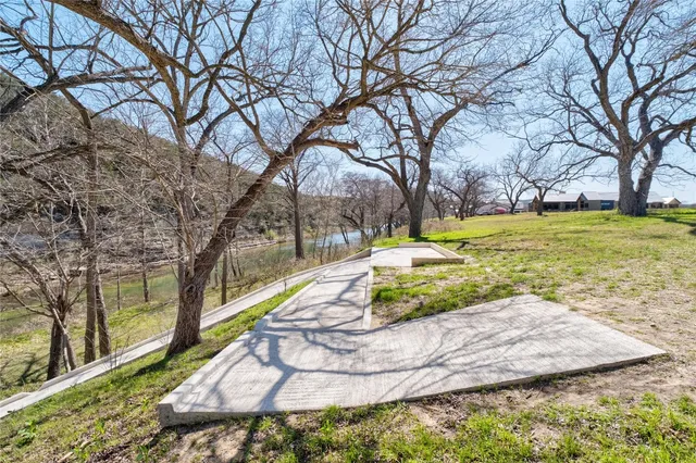 a view of a yard with an trees