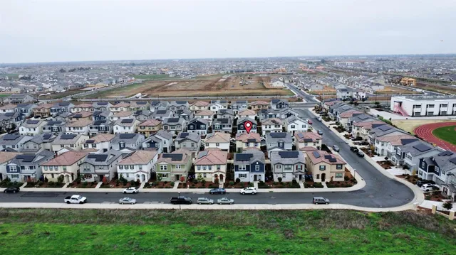 an aerial view of multiple house