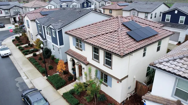an aerial view of a house