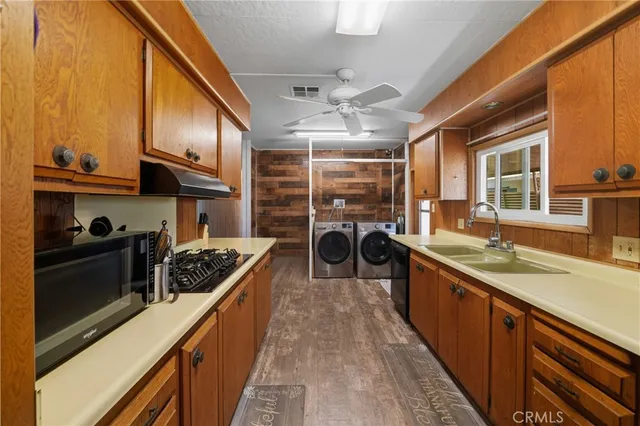 a kitchen with lots of counter top space