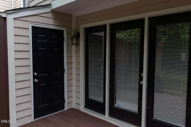 a view of wooden door