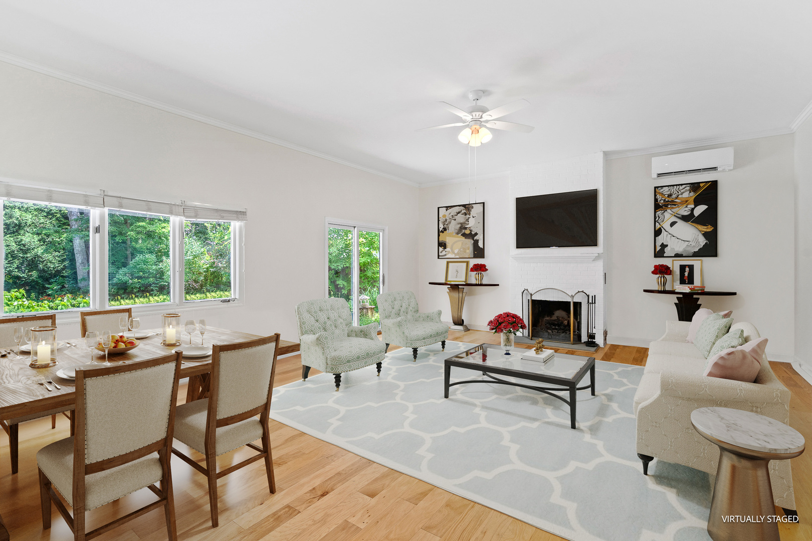 321 Newman Court Lake Bluff, IL 60044 - Photo 2 of 12 a living room with furniture a fireplace and a flat screen tv