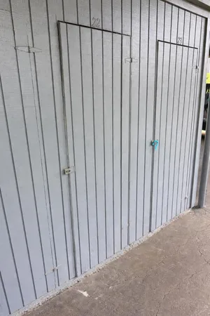 a view of a wooden door