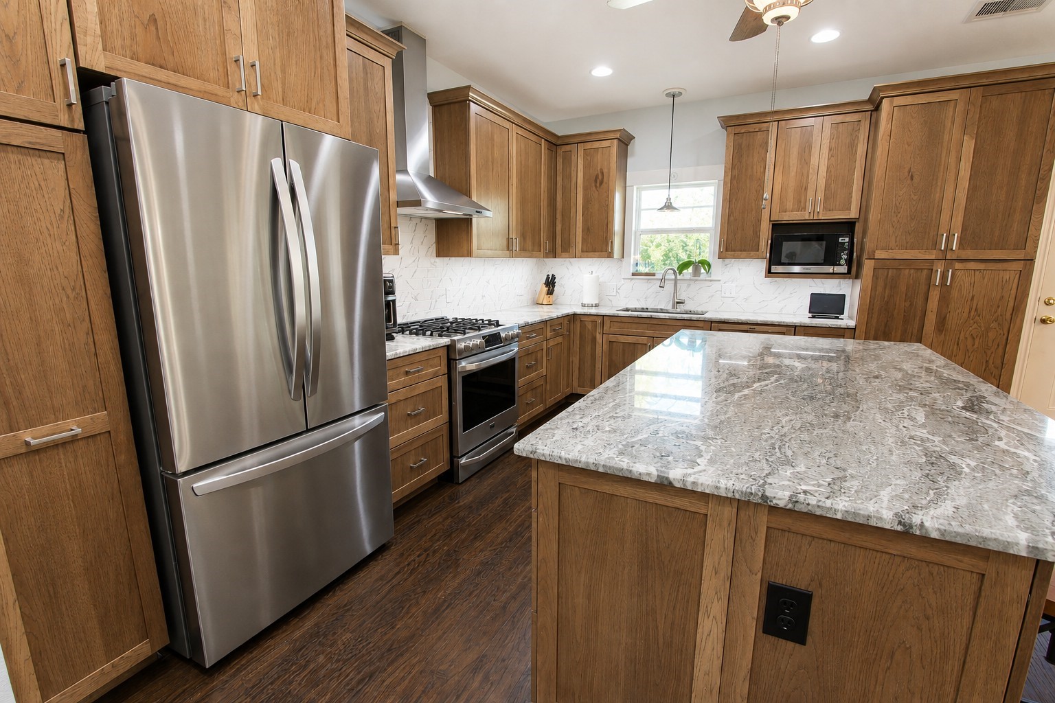 7502 Lewis Lane Manvel, TX 77578 - Photo 12 of 50 The kitchen was recently remodeled with new custom cabinets and lovely quartz countertops.