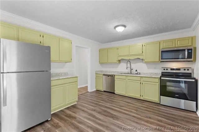 a kitchen with a sink a stove and refrigerator
