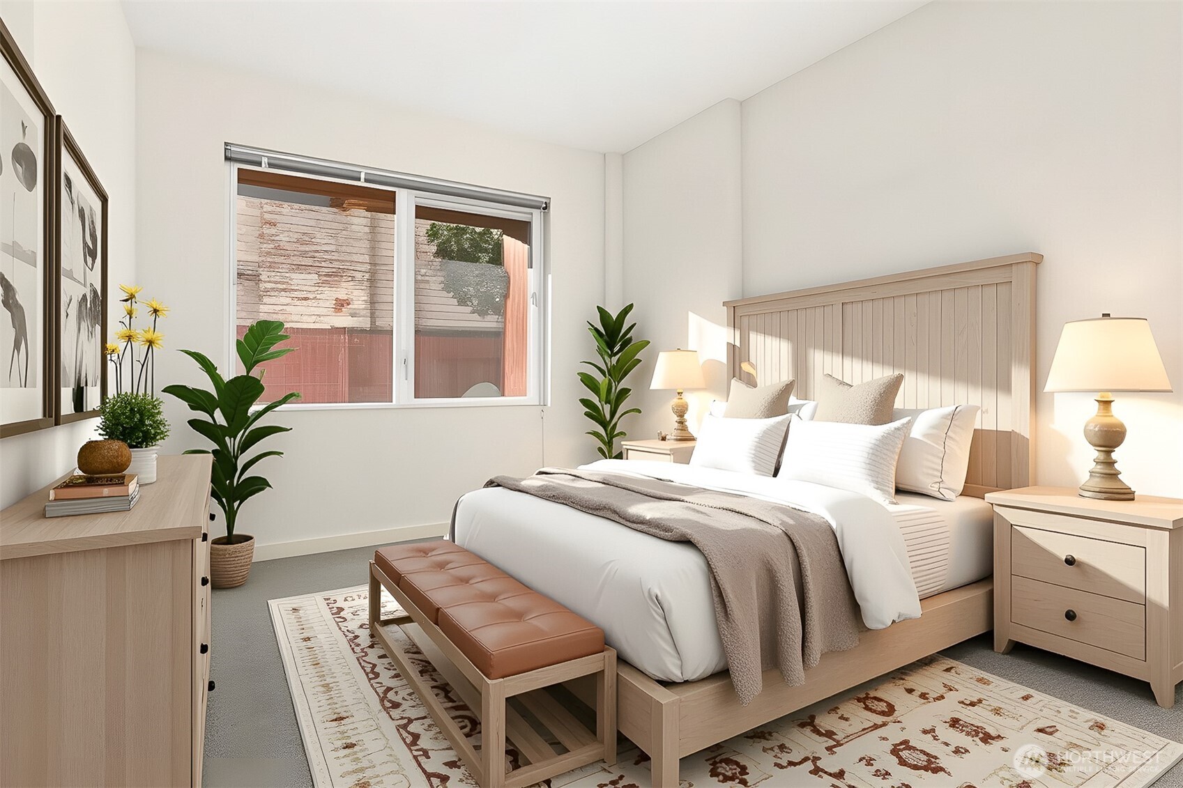 2426B Northwest 64th Street Seattle, WA 98107 - Photo 26 of 38 a bedroom with a bed and a potted plant