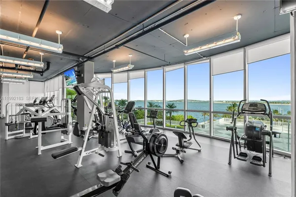 a view of a room with gym equipment