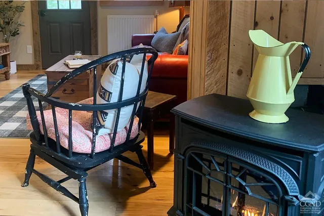 a view of a balcony with chairs