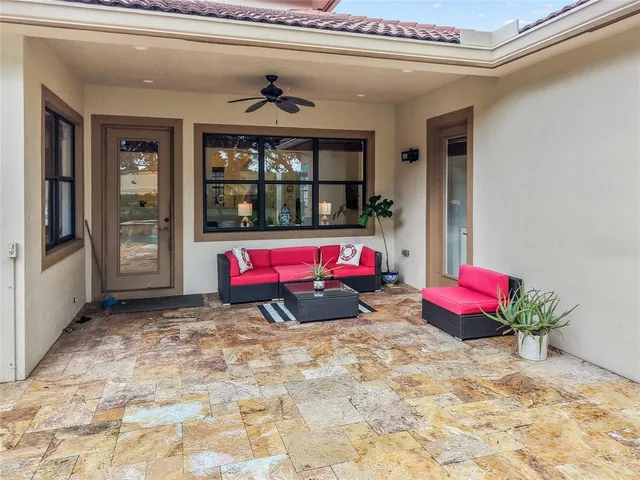 a view of swimming pool with a yard