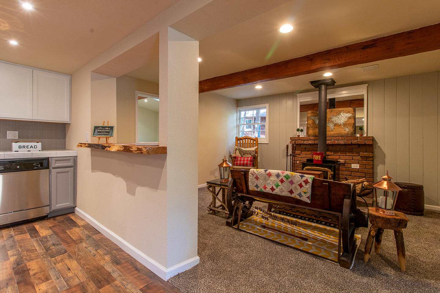 53475 Tollgate Road Idyllwild, CA 92549 - Photo 13 of 46 a view of kitchen with cabinets and wooden floor