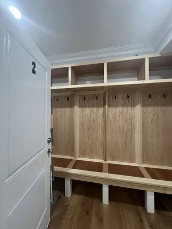 a view of wooden floor in a shelf