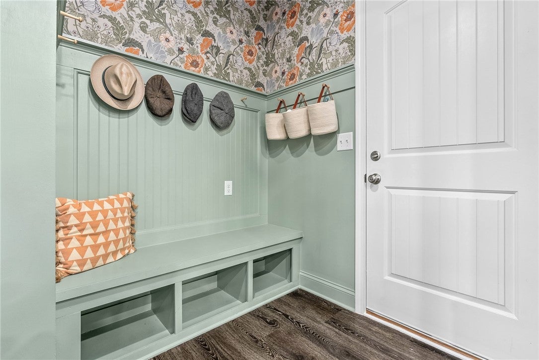 1883 Waterfall Road Auburn, AL 36830 - Photo 17 of 37 Mudroom has been updated with wallpaper and paint and makes for a convenient drop zone off the garage