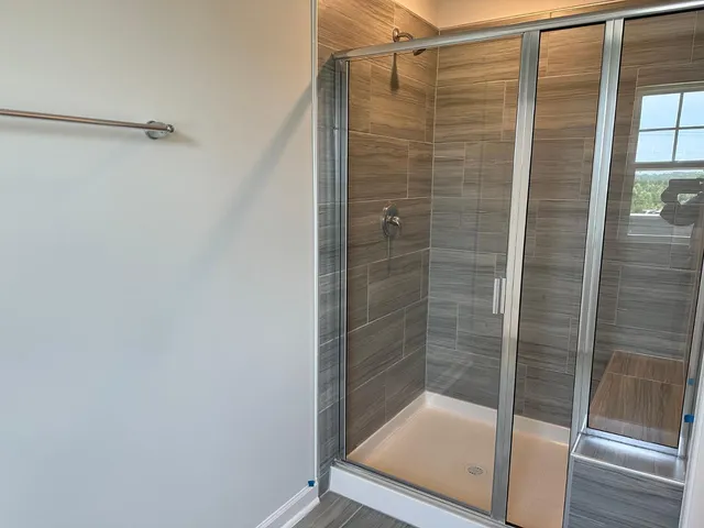 a bathroom with a shower