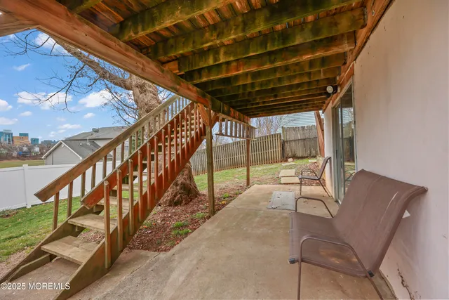 a view of porch with seating space